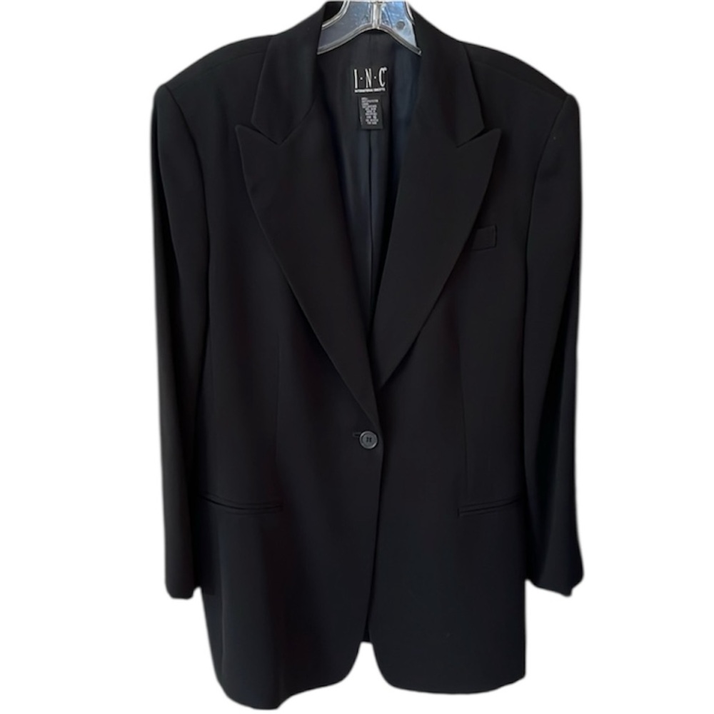 I•N•C International Concepts Navy Crepe Blazer Size 16 Wear to Work Classic